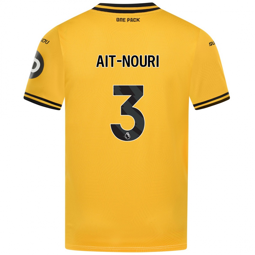 Kinder Rayan Ait Nouri #3 Gelb Heimtrikot Trikot 2024/25 T-Shirt