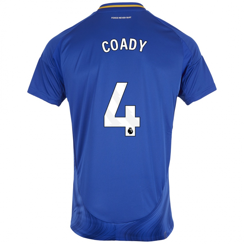 Kinder Conor Coady #4 Blau Weiß Heimtrikot Trikot 2024/25 T-Shirt