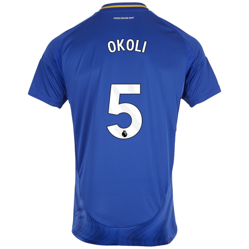 Kinder Caleb Okoli #5 Blau Weiß Heimtrikot Trikot 2024/25 T-Shirt