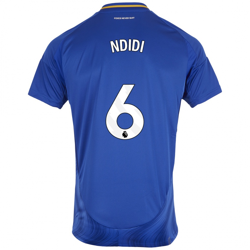 Kinder Wilfred Ndidi #6 Blau Weiß Heimtrikot Trikot 2024/25 T-Shirt