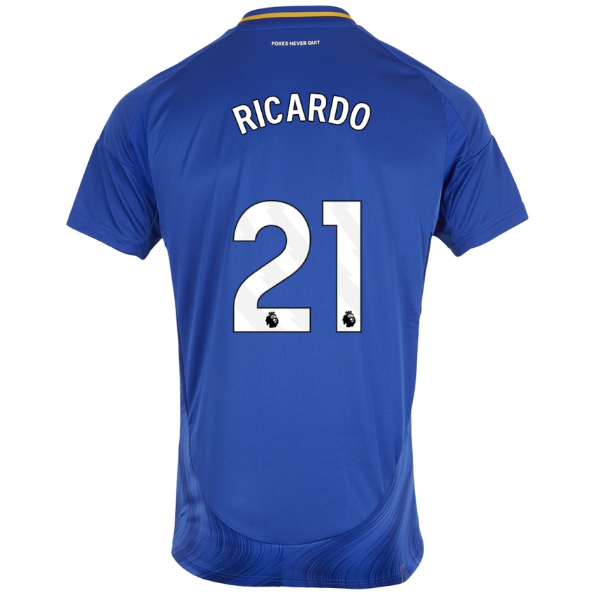 Kinder Ricardo Pereira #21 Blau Weiß Heimtrikot Trikot 2024/25 T-Shirt