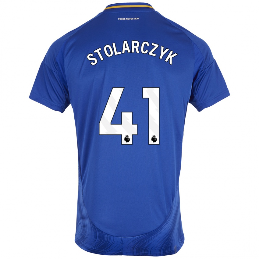 Kinder Jakub Stolarczyk #41 Blau Weiß Heimtrikot Trikot 2024/25 T-Shirt