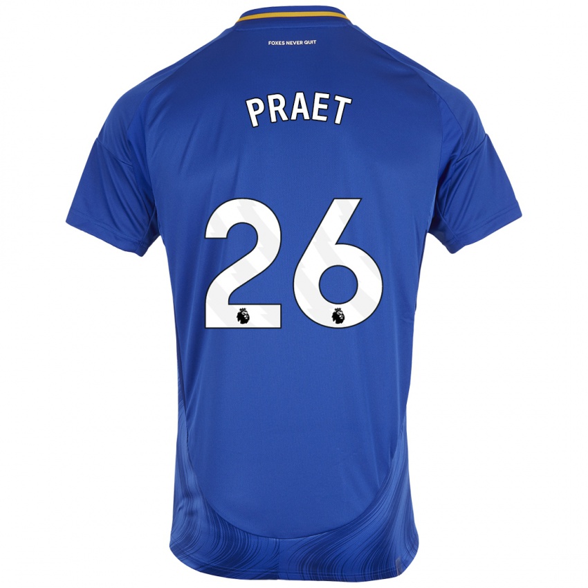 Kinder Dennis Praet #26 Blau Weiß Heimtrikot Trikot 2024/25 T-Shirt