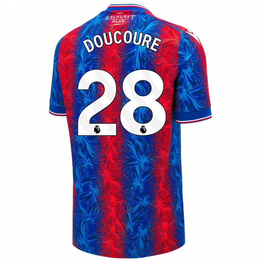 Kinder Cheick Doucouré #28 Rot Blauen Streifen Heimtrikot Trikot 2024/25 T-Shirt