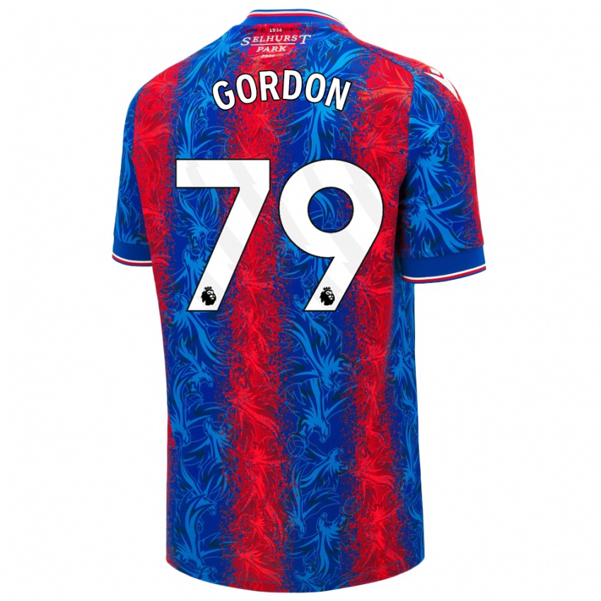 Kinder John-Kymani Gordon #79 Rot Blauen Streifen Heimtrikot Trikot 2024/25 T-Shirt