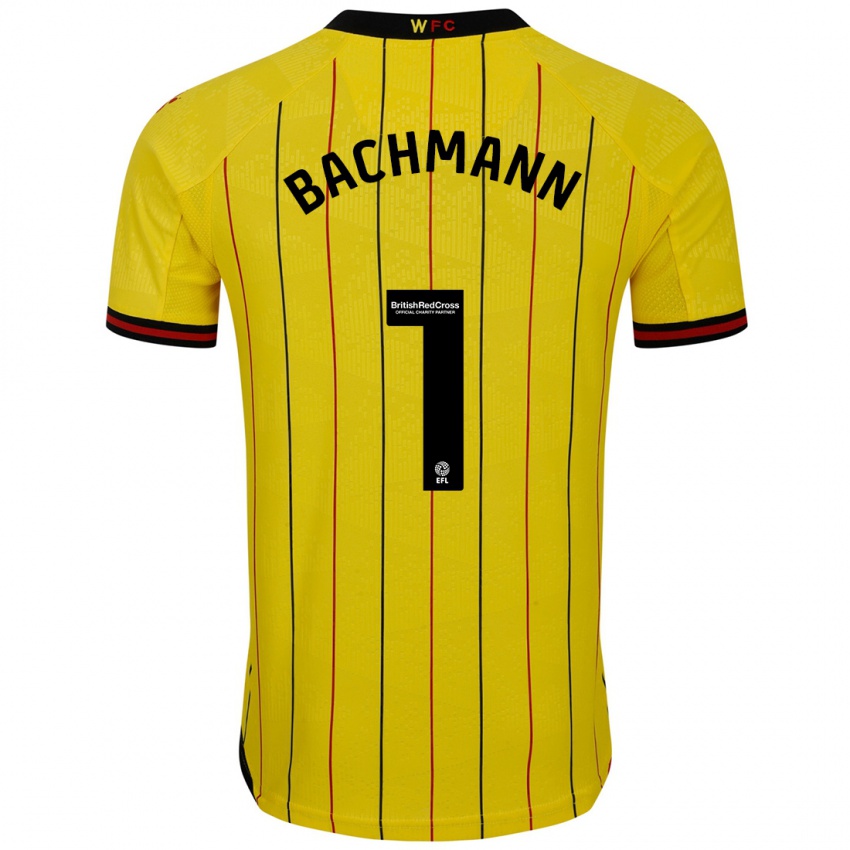 Kinder Daniel Bachmann #1 Gelb Schwarz Heimtrikot Trikot 2024/25 T-Shirt