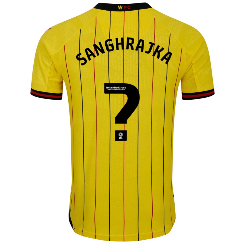 Kinder Amar Sanghrajka #0 Gelb Schwarz Heimtrikot Trikot 2024/25 T-Shirt