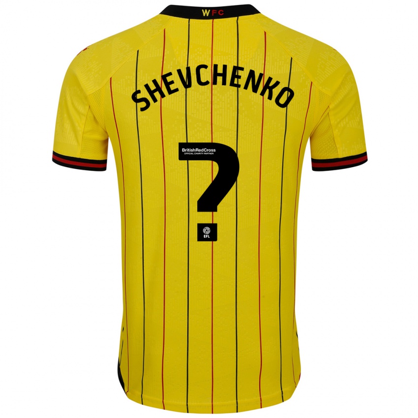 Kinder Kristian Shevchenko #0 Gelb Schwarz Heimtrikot Trikot 2024/25 T-Shirt