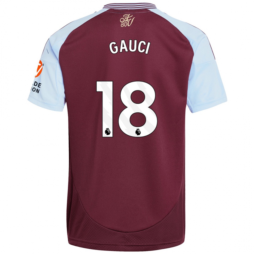 Kinder Joe Gauci #18 Burgunder Himmelblau Heimtrikot Trikot 2024/25 T-Shirt