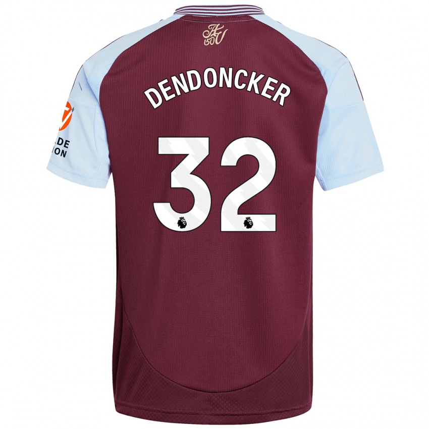 Kinder Leander Dendoncker #32 Burgunder Himmelblau Heimtrikot Trikot 2024/25 T-Shirt