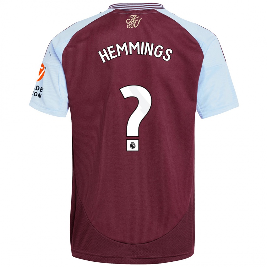 Kinder George Hemmings #0 Burgunder Himmelblau Heimtrikot Trikot 2024/25 T-Shirt