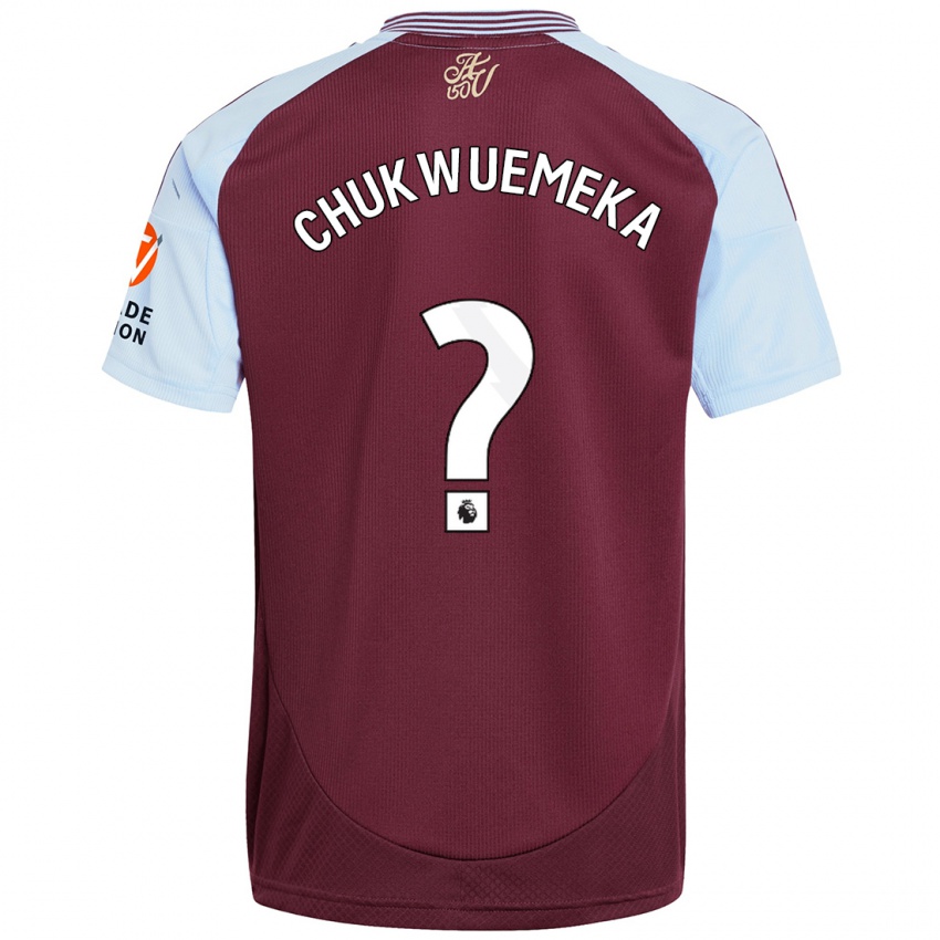 Kinder Caleb Chukwuemeka #0 Burgunder Himmelblau Heimtrikot Trikot 2024/25 T-Shirt