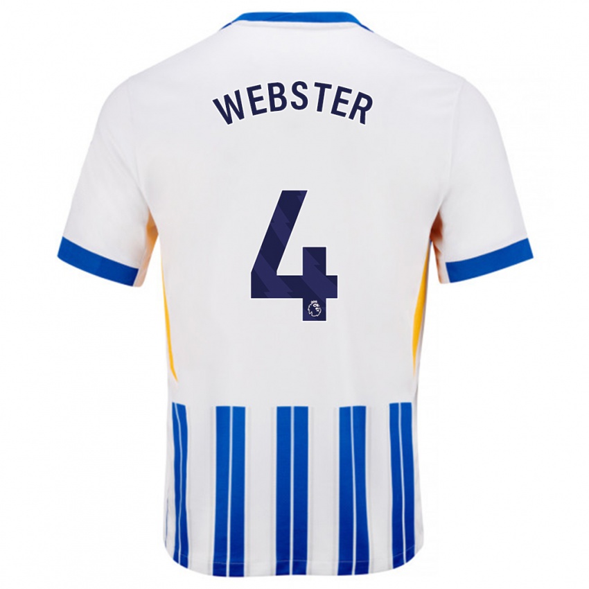 Kinder Adam Webster #4 Weiß Blaue Nadelstreifen Heimtrikot Trikot 2024/25 T-Shirt