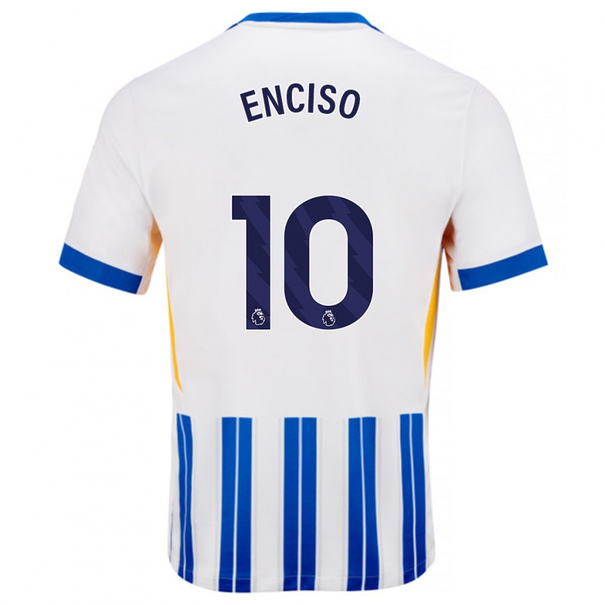 Kinder Julio Enciso #10 Weiß Blaue Nadelstreifen Heimtrikot Trikot 2024/25 T-Shirt