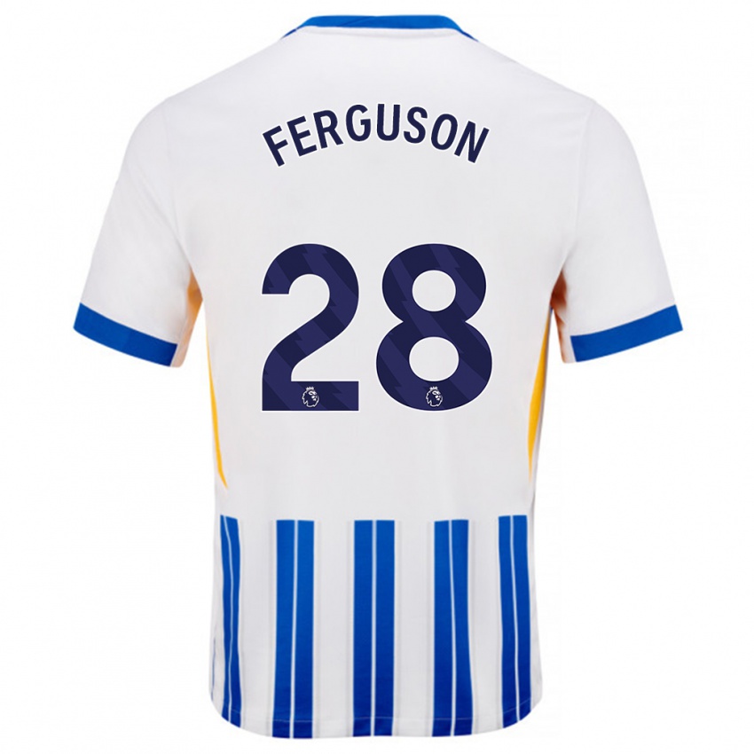 Kinder Evan Ferguson #28 Weiß Blaue Nadelstreifen Heimtrikot Trikot 2024/25 T-Shirt