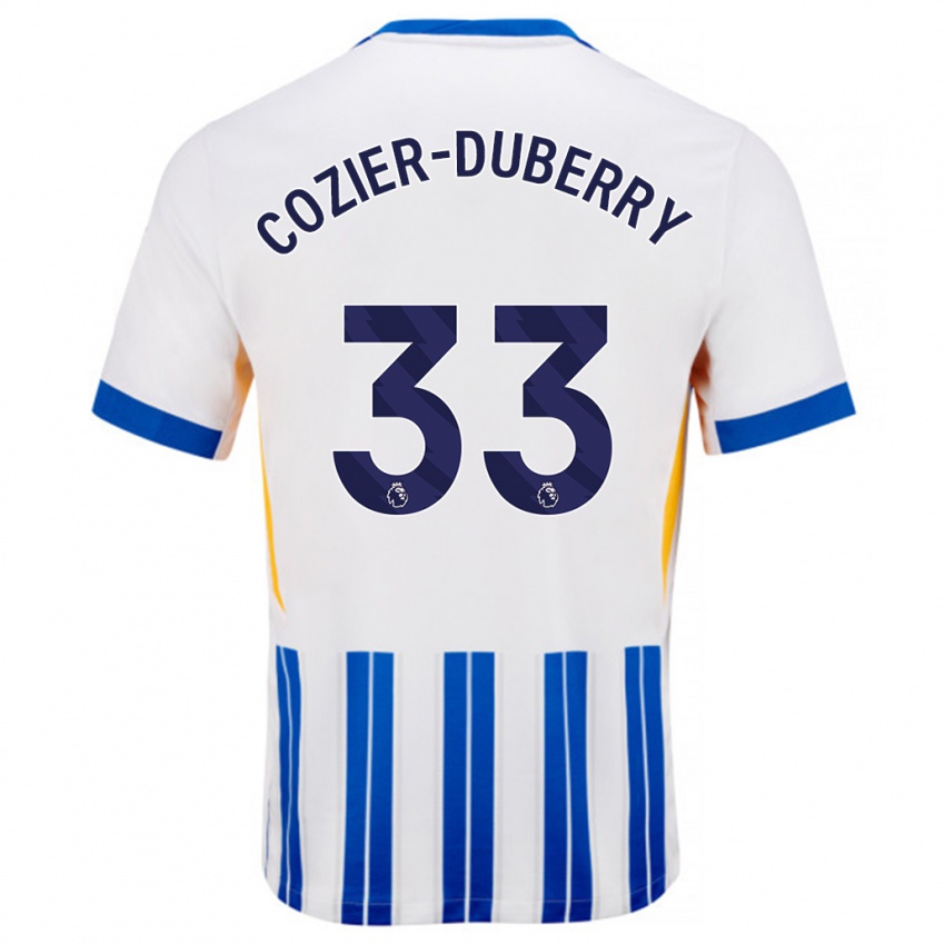 Kinder Amario Cozier-Duberry #33 Weiß Blaue Nadelstreifen Heimtrikot Trikot 2024/25 T-Shirt