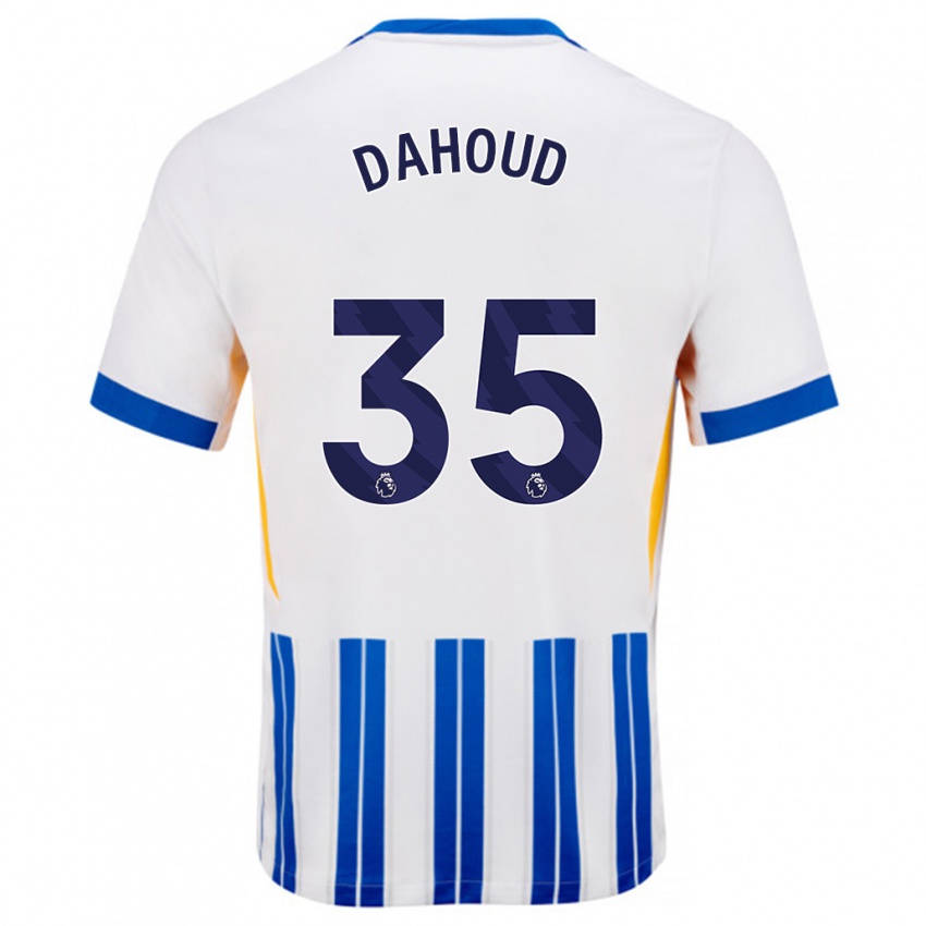 Kinder Mahmoud Dahoud #35 Weiß Blaue Nadelstreifen Heimtrikot Trikot 2024/25 T-Shirt