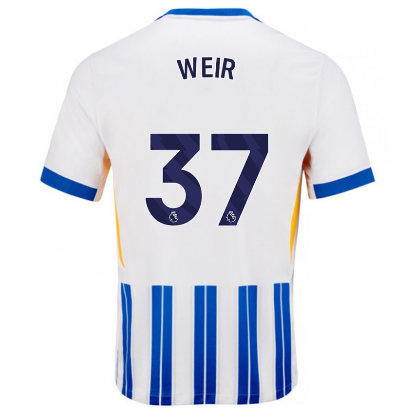 Kinder Jensen Weir #37 Weiß Blaue Nadelstreifen Heimtrikot Trikot 2024/25 T-Shirt