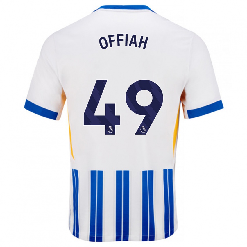 Kinder Odel Offiah #49 Weiß Blaue Nadelstreifen Heimtrikot Trikot 2024/25 T-Shirt