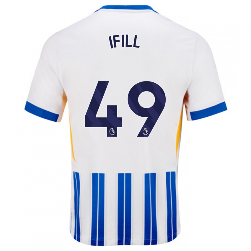 Kinder Marcus Ifill #49 Weiß Blaue Nadelstreifen Heimtrikot Trikot 2024/25 T-Shirt