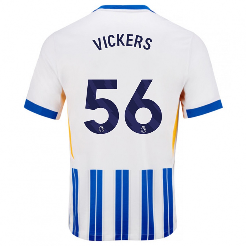 Kinder Caylan Vickers #56 Weiß Blaue Nadelstreifen Heimtrikot Trikot 2024/25 T-Shirt