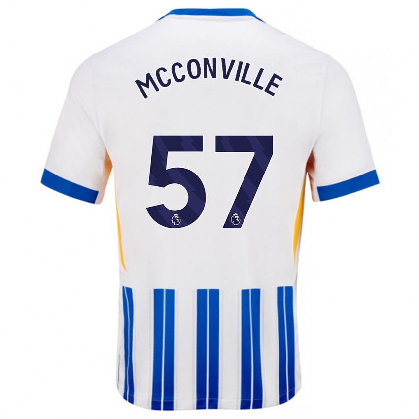 Kinder Ruairi Mcconville #57 Weiß Blaue Nadelstreifen Heimtrikot Trikot 2024/25 T-Shirt