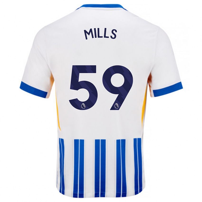 Kinder Harry Mills #59 Weiß Blaue Nadelstreifen Heimtrikot Trikot 2024/25 T-Shirt