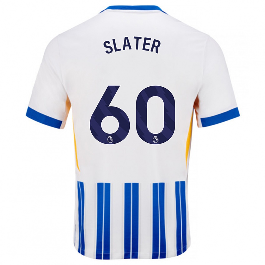 Kinder Jacob Slater #60 Weiß Blaue Nadelstreifen Heimtrikot Trikot 2024/25 T-Shirt