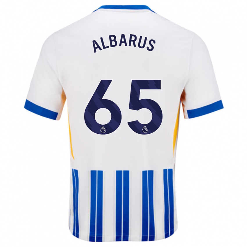 Kinder Zane Albarus #65 Weiß Blaue Nadelstreifen Heimtrikot Trikot 2024/25 T-Shirt