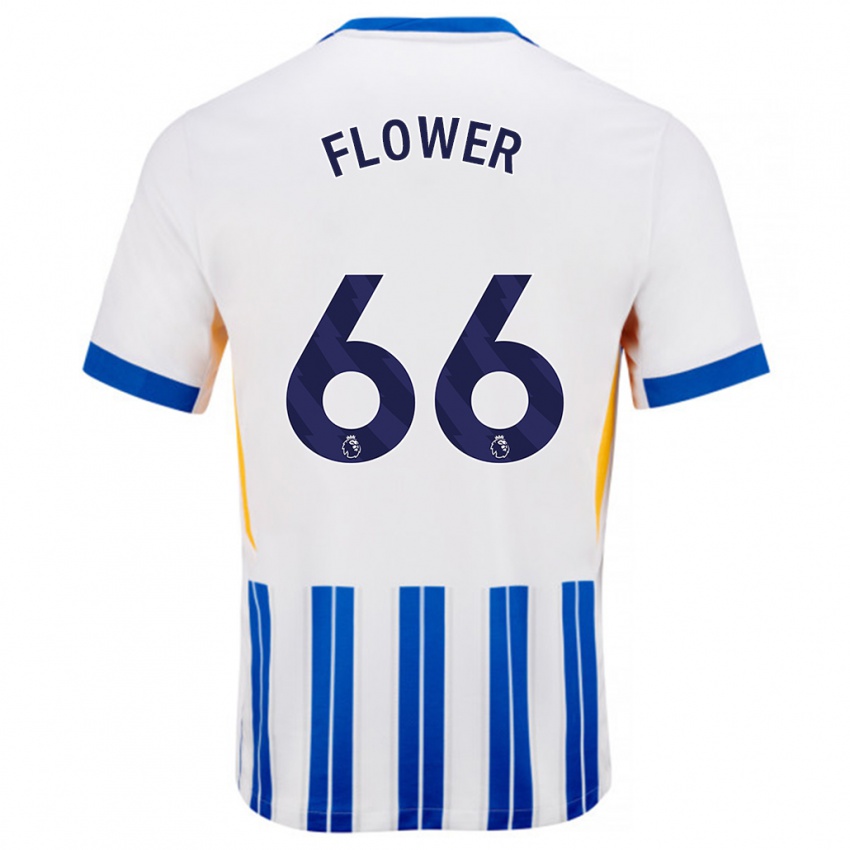 Kinder Louis Flower #66 Weiß Blaue Nadelstreifen Heimtrikot Trikot 2024/25 T-Shirt