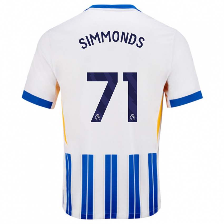 Kinder Freddie Simmonds #71 Weiß Blaue Nadelstreifen Heimtrikot Trikot 2024/25 T-Shirt