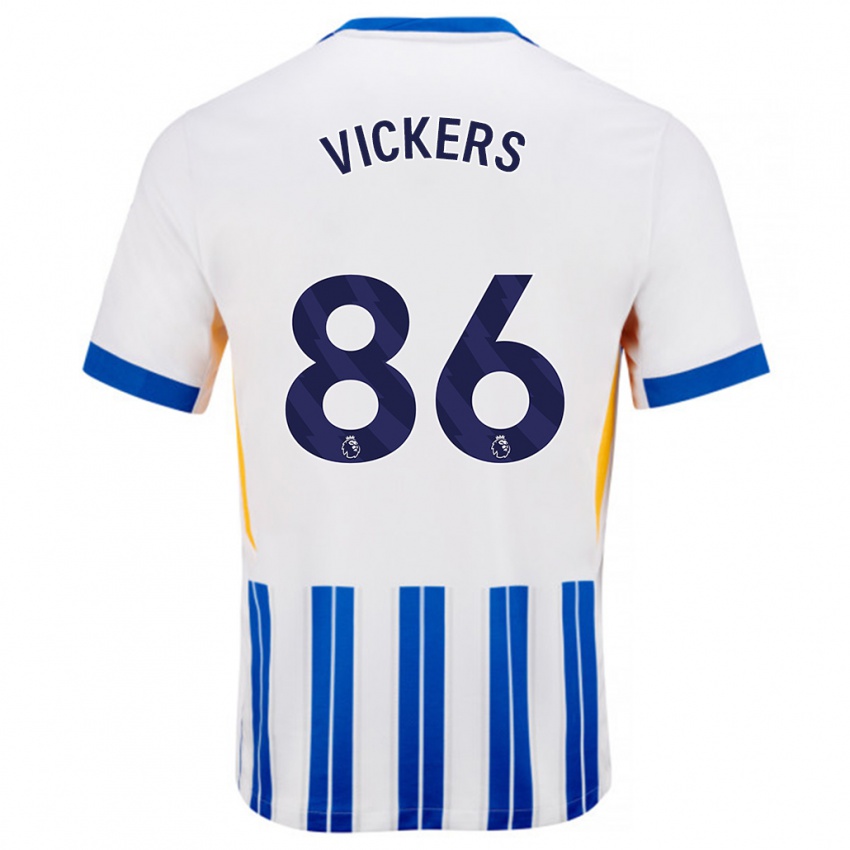 Kinder Jacob Vickers #86 Weiß Blaue Nadelstreifen Heimtrikot Trikot 2024/25 T-Shirt