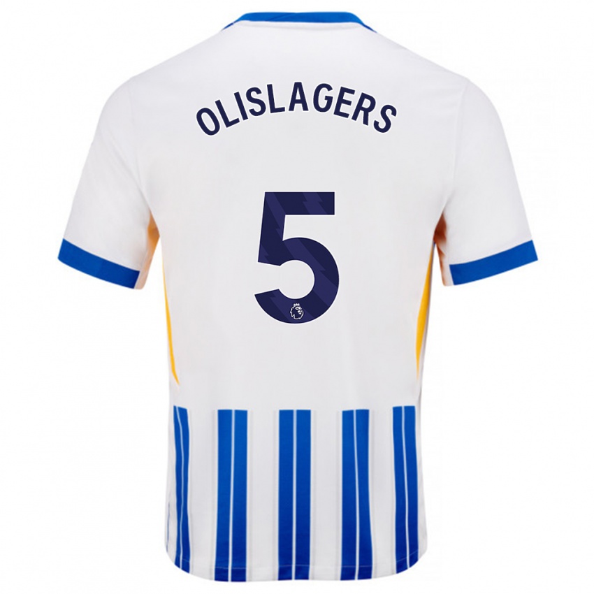 Kinder Marisa Olislagers #5 Weiß Blaue Nadelstreifen Heimtrikot Trikot 2024/25 T-Shirt