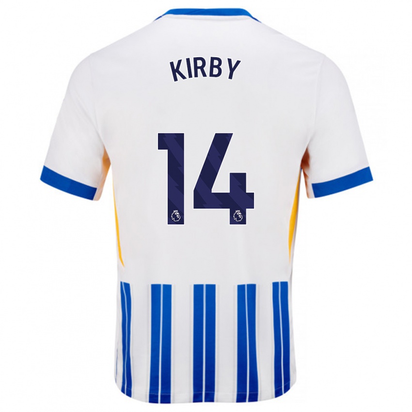 Kinder Fran Kirby #14 Weiß Blaue Nadelstreifen Heimtrikot Trikot 2024/25 T-Shirt