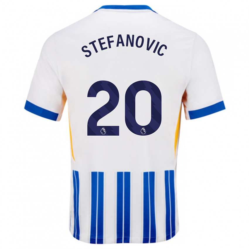 Kinder Dejana Stefanović #20 Weiß Blaue Nadelstreifen Heimtrikot Trikot 2024/25 T-Shirt