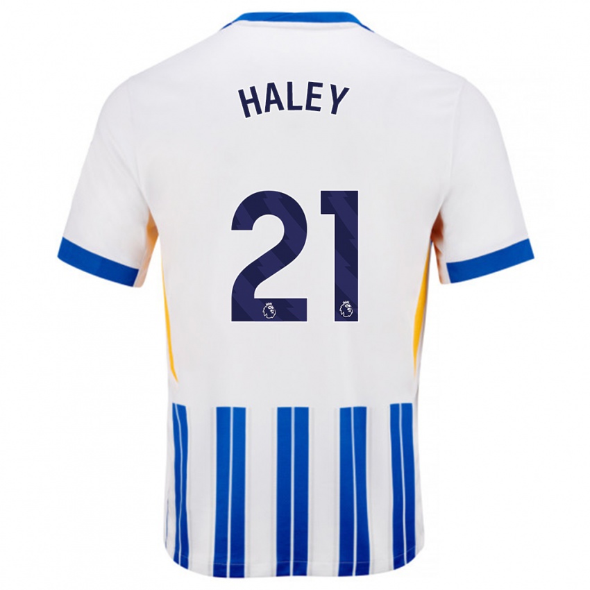 Kinder Madison Haley #21 Weiß Blaue Nadelstreifen Heimtrikot Trikot 2024/25 T-Shirt