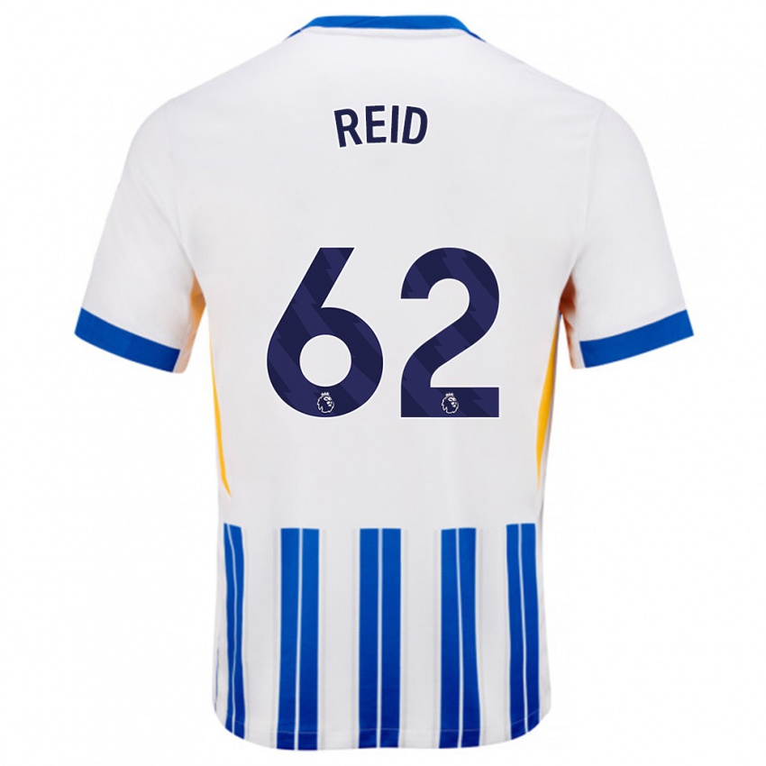 Kinder Tommy Reid #62 Weiß Blaue Nadelstreifen Heimtrikot Trikot 2024/25 T-Shirt