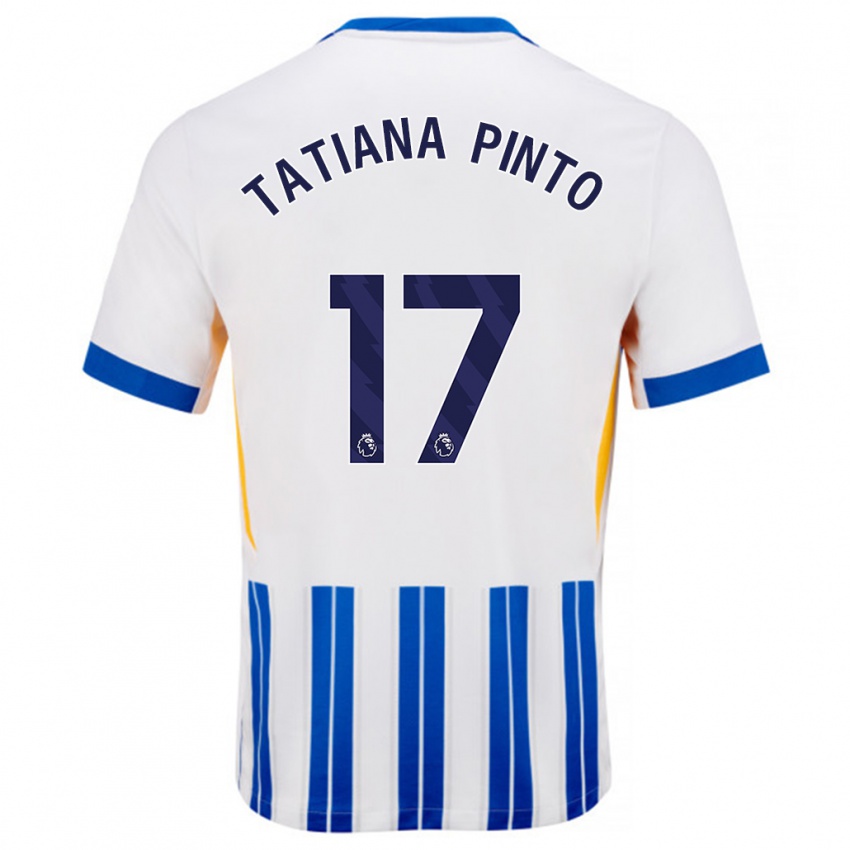 Kinder Tatiana Vanessa Ferreira Pinto #17 Weiß Blaue Nadelstreifen Heimtrikot Trikot 2024/25 T-Shirt