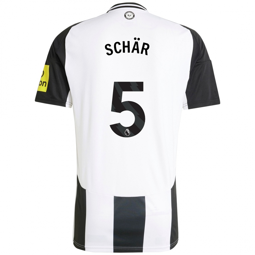 Kinder Fabian Schär #5 Weiß Schwarz Heimtrikot Trikot 2024/25 T-Shirt