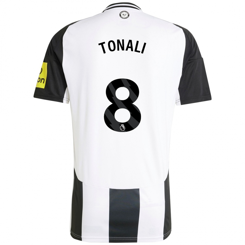 Kinder Sandro Tonali #8 Weiß Schwarz Heimtrikot Trikot 2024/25 T-Shirt