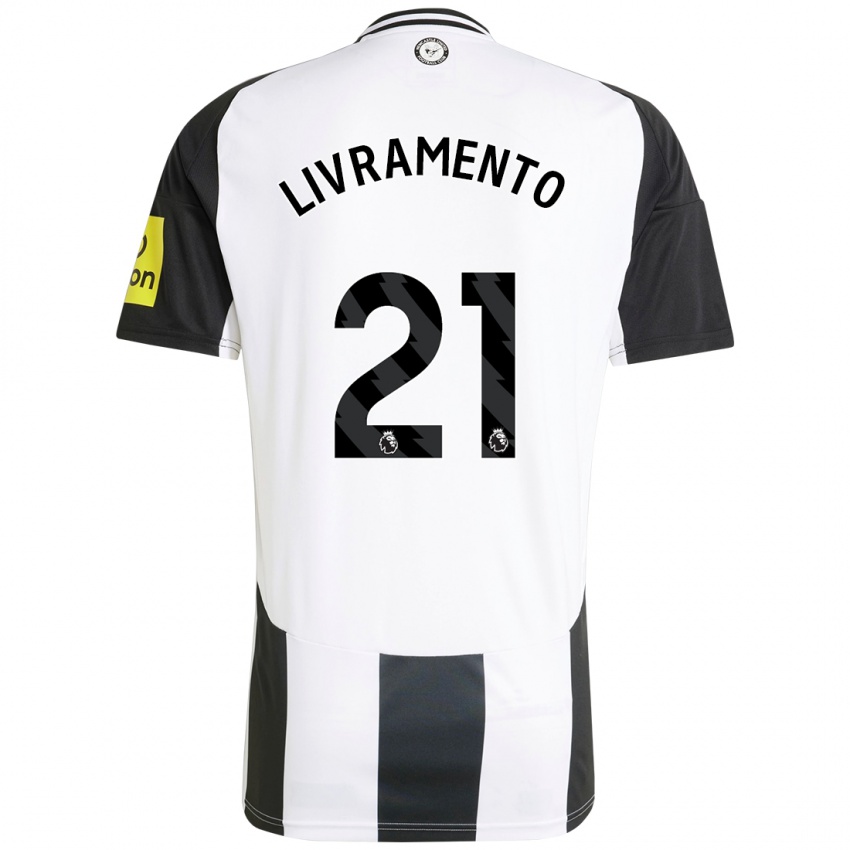 Kinder Tino Livramento #21 Weiß Schwarz Heimtrikot Trikot 2024/25 T-Shirt