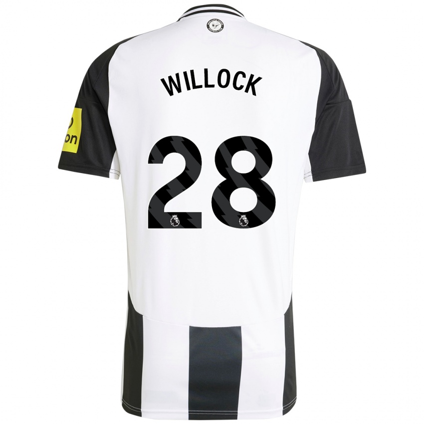 Kinder Joe Willock #28 Weiß Schwarz Heimtrikot Trikot 2024/25 T-Shirt