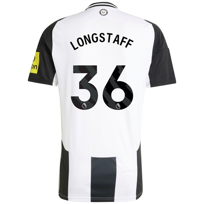 Kinder Sean Longstaff #36 Weiß Schwarz Heimtrikot Trikot 2024/25 T-Shirt