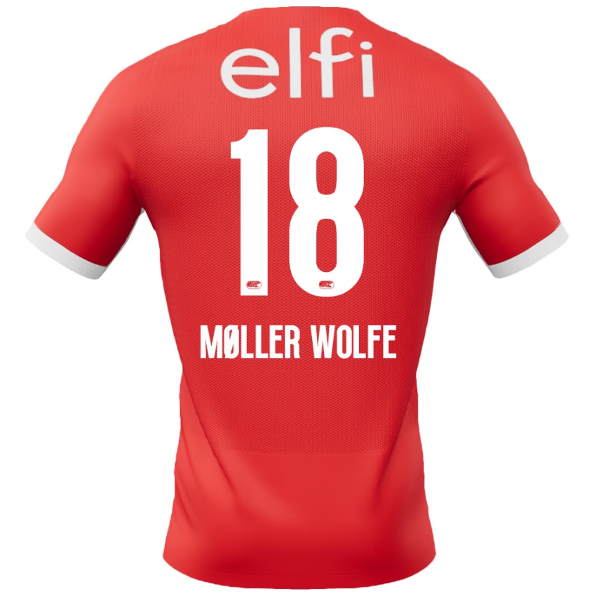 Kinder David Møller Wolfe #18 Rot Weiß Heimtrikot Trikot 2024/25 T-Shirt