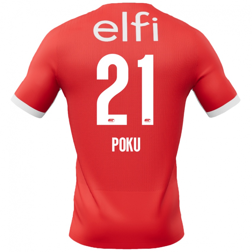 Kinder Ernest Poku #21 Rot Weiß Heimtrikot Trikot 2024/25 T-Shirt