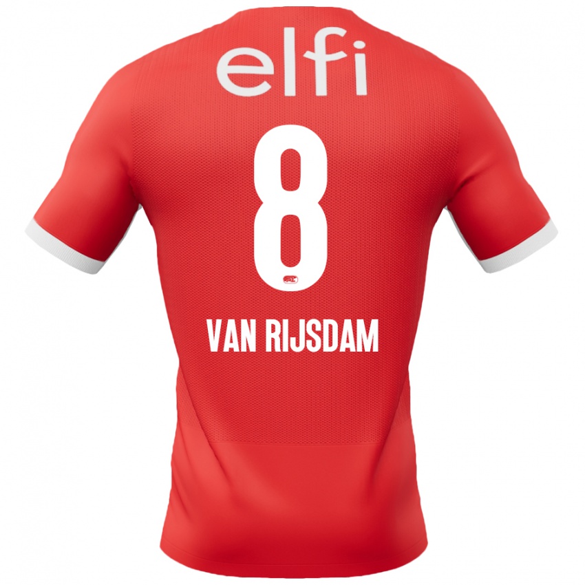 Kinder Julian Van Rijsdam #8 Rot Weiß Heimtrikot Trikot 2024/25 T-Shirt