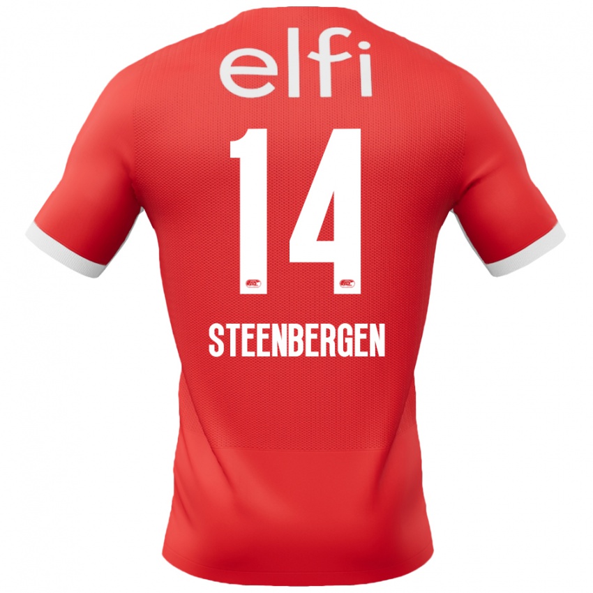 Kinder Thom Steenbergen #14 Rot Weiß Heimtrikot Trikot 2024/25 T-Shirt