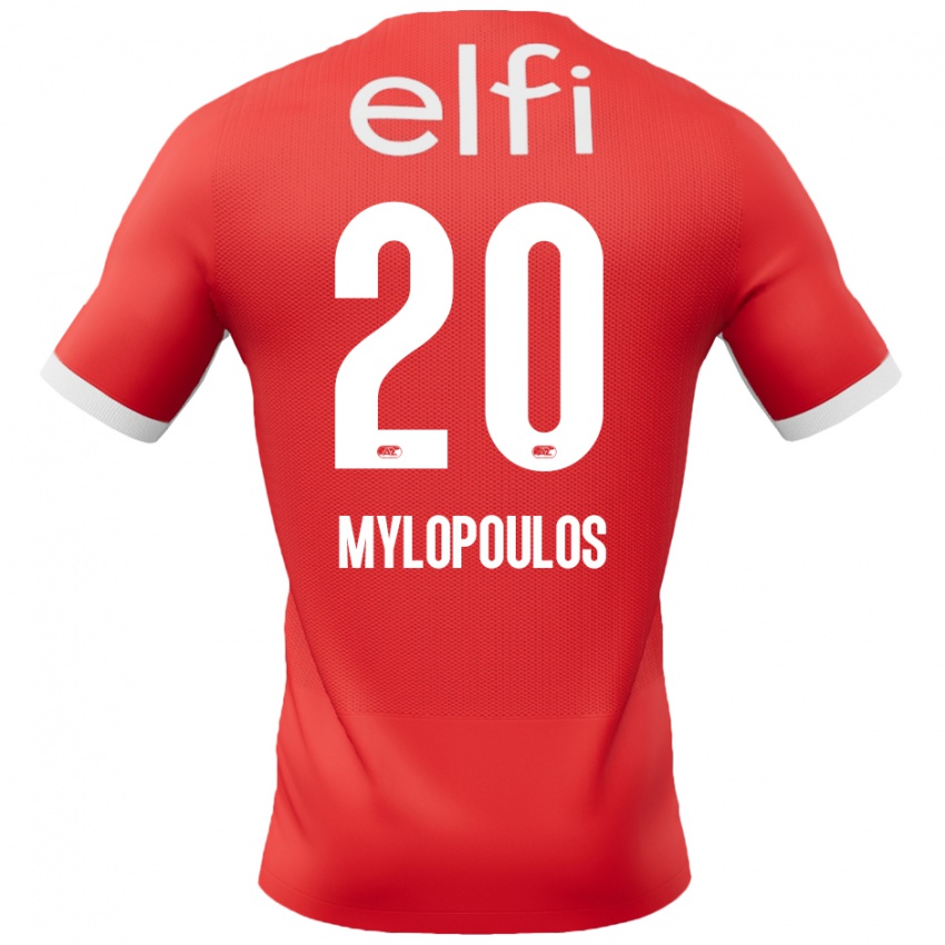 Kinder Marios Mylopoulos #20 Rot Weiß Heimtrikot Trikot 2024/25 T-Shirt