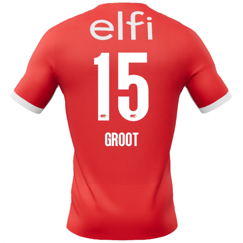 Kinder Pleun Groot #15 Rot Weiß Heimtrikot Trikot 2024/25 T-Shirt