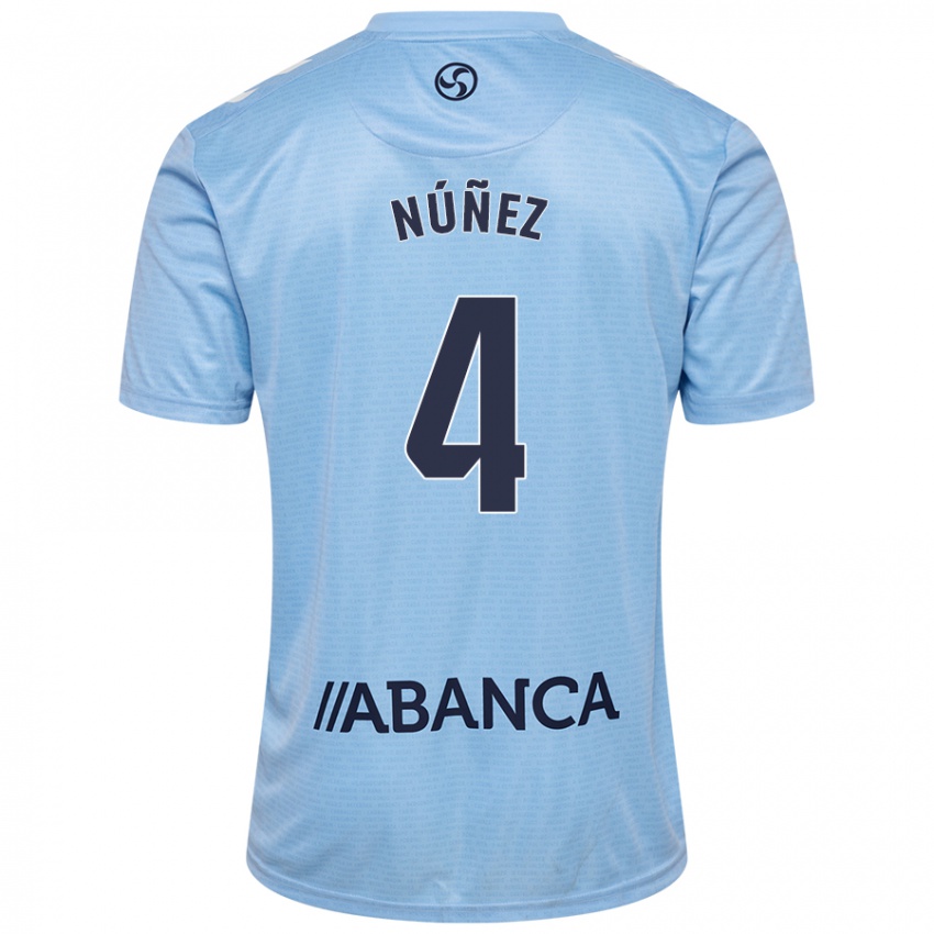 Kinder Unai Núñez #4 Himmelblau Heimtrikot Trikot 2024/25 T-Shirt